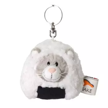 Keychain Gray Cat Rice Ball 8cm Cat Plush Toy White [Niki] W8D8H7cm белый