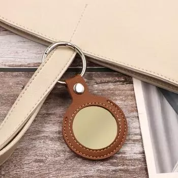 Keychain Holder Coins Lipstick Imitation Leather Mini Keychain with Spacious Interior Transparent светло-коричневого