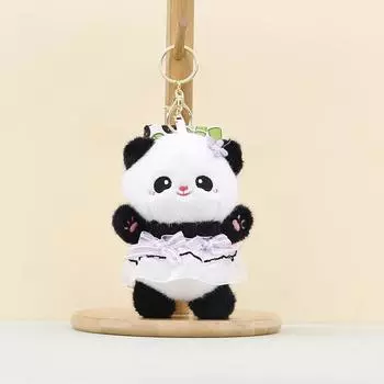 Keychain Panda Plush Pendant With Wearing A Gauze Skirt With A Bow Design