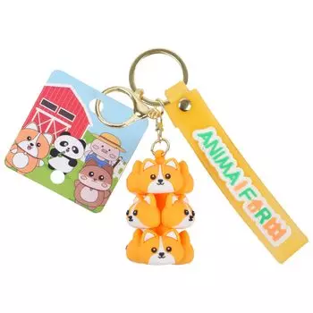 Keychain Shiba Inu Cute Fashion Idea Bag Charm Key Ring Animal Pendant Metal Keychain Boys Girls Women Shiba Inu [AIWOQI] (Stackable - Yellow)
