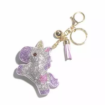 Keychain Unicorn Bag Charm Keyring Glitter Purple [Rigral]