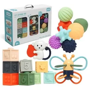 Keygers Baby Sensory Play Teething Set, 1 набор, разноцветные, 17 видов, корейские детские товары