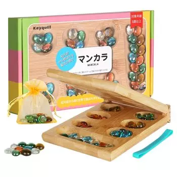 Keyquill Mancala Karaha Стеклянный шар Mancala Game Mankara Складная стратегическая игра Mancala Настольная игра Mancala Karaha Бамбуковый подарок