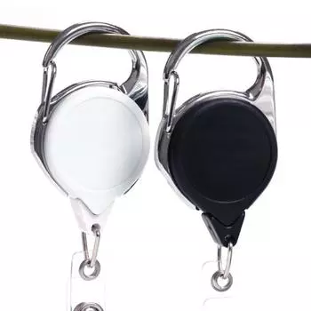 Keyring Clips Retractable Badge Reel Square Easy To Pull Buckle Office Suppliers белый