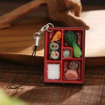 Keyring Dollhouse Mini Sushi Keychain Japanese Style Food Box Keychain Backpack Accessories metal keychain random