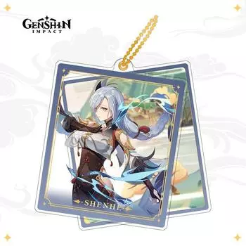 Keyrings Genshin Impact Zhongli Ganyu Acrylic Raiden Shogun Vneti Figure Pendant Shenhe