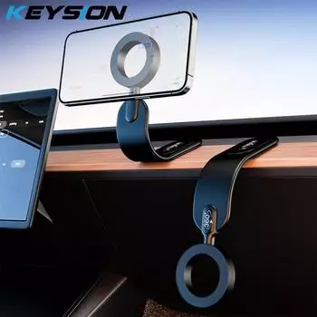KEYSION 360° вращающийся магнитный автомобильный держатель для мобильного телефона складная подставка для лобового стекла приборная панель центральная консоль легко вклеивается в автомобиль чёрный