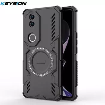 KEYSION Чехол Hollow Heat Dissipation Case для VIVO V50 5G, мягкий силикон + PC, магнитное охлаждение, противоударный чехол для телефона VIVO V50 5G for VIVO V50 чёрный