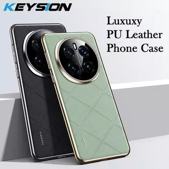 KEYSION Чехол из искусственной кожи с сетчатым узором для HONOR Magic7 Pro 5G, прочный противоударный чехол из ПК для Huawei Magic 7 Pro 5G for Magic 7 Pro чёрный