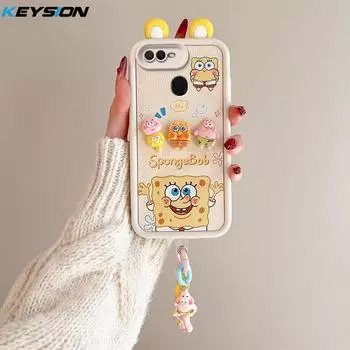 KEYSION Чехол с милым 3D-мультяшным рисунком для OPPO A12 A7 A5S с браслетом, мягкий силиконовый противоударный чехол для телефона OPPO A5S A7 A12 for OPPO A12