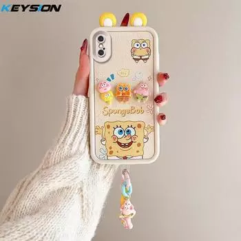 KEYSION Чехол с милым 3D-мультяшным ушком для iPhone XS Max X с браслетом, мягкий силиконовый противоударный чехол для задней панели телефона для iPhone XR for iPhone X