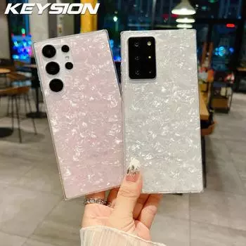 KEYSION Чехол с рисунком ракушки для Samsung S22 Ultra 5G S21 FE S20+ Plus, женский противоударный чехол для телефона Galaxy Note 10 Plus for Galaxy S22 белый