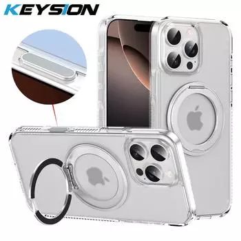 KEYSION Чехол с кнопкой сенсорного управления камерой для iPhone 16 Pro Max 16 Plus для MagSafe 360 Магнитное кольцо Беспроводная зарядка Матовый прозрачный чехол for iPhone 16 чистый