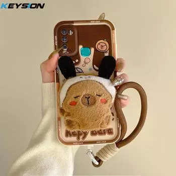 KEYSION Милый 3D мультяшный плюшевый чехол для Infinix Hot 11 Play со шнурком, силиконовый противоударный чехол для телефона Infinix Hot 9 10 Play for Hot 11 Play