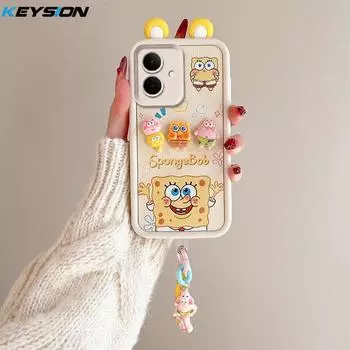 KEYSION Cute Ear 3D Cartoon Case for TECNO Spark Go 2 with Bracelet Soft Silicone Shockproof Phone Cover for Tecno Pop 10 for Spark Go 2