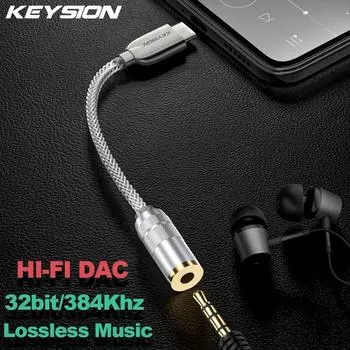 KEYSION DAC наушники без потерь музыкальный декодер USB Type C до 3,5 мм/2,5 мм/4,4 мм HD Hi-Fi цифровой аудио адаптер усилителя для наушников USB Type C to 3.5mm серебряный