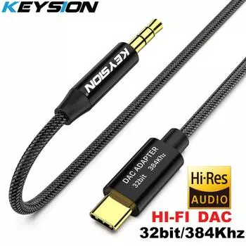 KEYSION HIFI DAC усилитель для наушников USB Type C к AUX мужской динамик аудио адаптер автомобильный AUX конвертер 1M чёрный