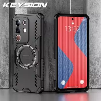 KEYSION Hollow Heat Dissipation Case for VIVO Y29 4G Silicone+PC Magnetic Cooling Shockproof Phone Back Cover for IQOO Z10X for VIVO Y29 чёрный