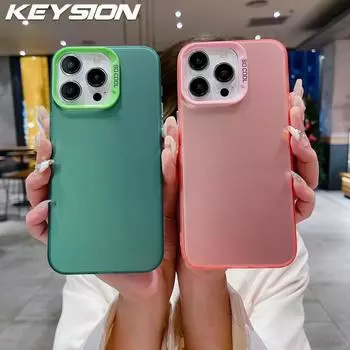 KEYSION Металлический матовый чехол Aurora Skin для iPhone 12 11 Pro Max, силиконовый противоударный чехол для iPhone SE 3 2020 XS Max XR for iPhone 12 розовый