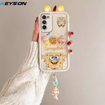 KEYSION Милый 3D мультяшный чехол с ушками для Samsung A03S A02S с браслетом, мягкий силиконовый противоударный чехол для телефона для Galaxy A02S A03S for Samsung A03S