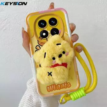 KEYSION Милый 3D мультяшный плюшевый чехол для Xiaomi POCO X7 со шнурком Мягкий силиконовый противоударный чехол для телефона Xiaomi POCO X7 for POCO X7