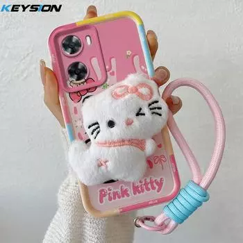 KEYSION милый 3D мультяшный плюшевый чехол для OPPO A57 4G A57 S A77 с ремешком силиконовый противоударный чехол для телефона Realme Narzo 50 5G for OPPO A57 4G
