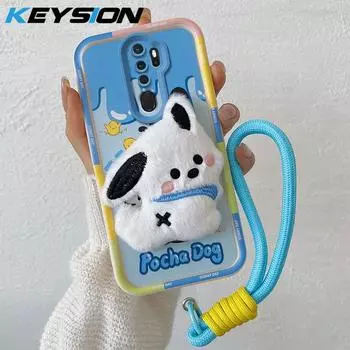 KEYSION Милый 3D мультяшный плюшевый чехол для OPPO A9 2020 со шнурком Мягкий силиконовый противоударный чехол для телефона OPPO A5 A9 2020 for OPPO A9 2020