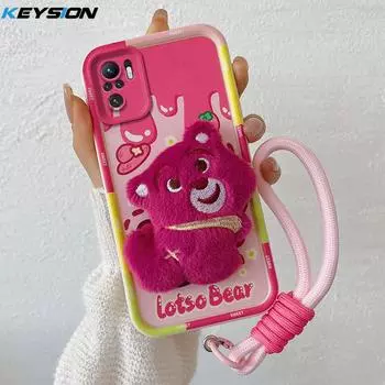 KEYSION Милый 3D Мультяшный Плюшевый Чехол для Redmi Note 10S 10 5G 10 Pro 4G со Шнурком Силиконовый Противоударный Чехол для Телефона для POCO M5S for Redmi Note 10