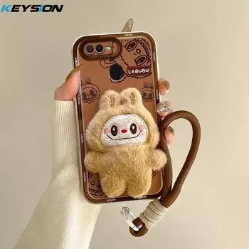 KEYSION Милый 3D мультяшный плюшевый чехол для OPPO A5S A7 A12 со шнурком Мягкий силиконовый противоударный чехол для телефона OPPO A12 A7 A5S for OPPO A5S