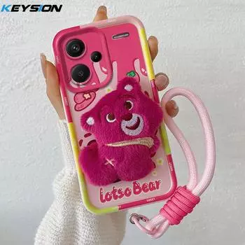 KEYSION Милый 3D мультяшный плюшевый чехол для Redmi Note 13 Pro+ 5G шнурок силиконовый противоударный чехол для телефона Redmi Note 13 Pro+ for Redmi Note 13 Pro+ 5G