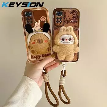 KEYSION Милый 3D мультяшный плюшевый чехол для Redmi Note 11 Pro 5G 11S Ремешок Силиконовый противоударный чехол для телефона Redmi Note 12 Pro 4G for Redmi Note 11