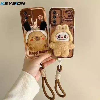 KEYSION милый 3D мультяшный плюшевый чехол для Samsung A16 4G 5G с ремешком мягкий силиконовый противоударный чехол для телефона Galaxy S23 FE 5G for Samsung A16
