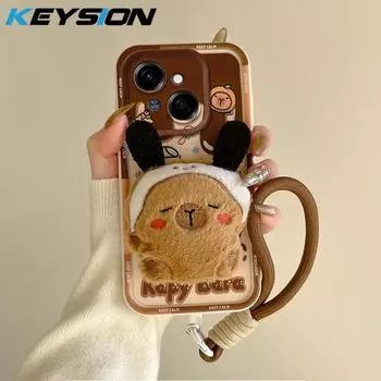 KEYSION милый 3D мультяшный плюшевый чехол для TECNO Spark Go 1 Go 2025 со шнурком силиконовый противоударный чехол для телефона Tecno Pop9 4G for Spark Go 1