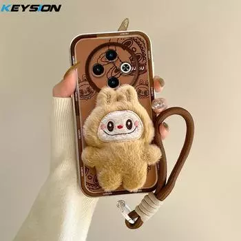 KEYSION Милый 3D мультяшный плюшевый чехол для Infinix Spark 30C со шнурком Мягкий силиконовый противоударный чехол для телефона Infinix Spark 30C for Spark 30C