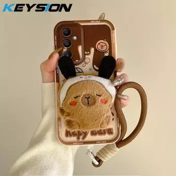 KEYSION милый 3D мультяшный плюшевый чехол для Samsung A54 5G A34 A24 A14 со шнурком силиконовый противоударный чехол для телефона Galaxy A04S for Samsung A54 5G