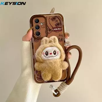 KEYSION милый 3D мультяшный плюшевый чехол для Samsung A55 5G A25 A15 со шнурком мягкий силиконовый противоударный чехол для телефона Galaxy A05S for Samsung A55 5G