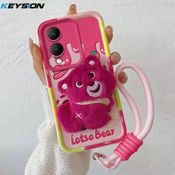 KEYSION Милый 3D мультяшный плюшевый чехол для VIVO Y17S 4G со шнурком Мягкий силиконовый противоударный чехол для телефона VIVO Y17S for VIVO Y17S