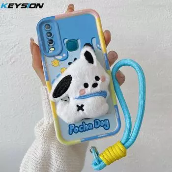 KEYSION Милый 3D мультяшный плюшевый чехол для VIVO Y17 Y15 Y12 Y11 со шнурком, мягкий силиконовый противоударный чехол для телефона VIVO Y11 2019 for VIVO Y17