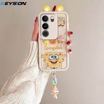 KEYSION Милый чехол с 3D-мультяшным рисунком для VIVO V29 5G с браслетом, мягкий силиконовый противоударный чехол для телефона VIVO V29 5G for VIVO V29