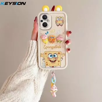 KEYSION Милый чехол с 3D-мультяшным рисунком в виде уха для OPPO Reno8 Z 5G 7Z с браслетом, силиконовый противоударный чехол для телефона OPPO Reno 7 8 Lite 5G for OPPO Reno8 Z 5G