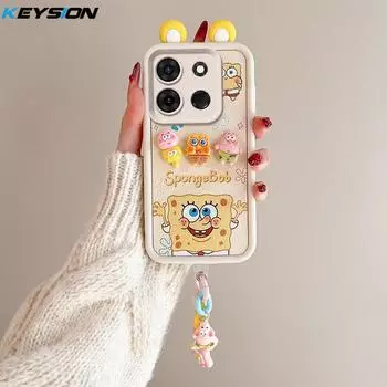 KEYSION Милый чехол с 3D-мультяшным рисунком для TECNO Spark Go 2023 Pop 7 Pro с браслетом, силиконовый противоударный чехол для телефона Infinix Smart 7 for Spark Go 2023