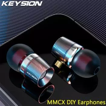 KEYSION MMCX DIY Earphones 9mm Titanium Plated Dynamic Earbud Sleep Game Sport HD HiFi Headphones Bass Headset темно серый