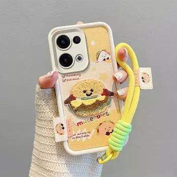 KEYSION Мультяшный милый плюшевый чехол с вышивкой для OPPO Reno13 5G со шнурком, силиконовый противоударный чехол для телефона OPPO Reno 13 Pro 5G for OPPO Reno13 5G