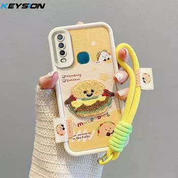 KEYSION Мультяшный милый плюшевый чехол с вышивкой для VIVO Y17 Y15 Y12 со шнурком, силиконовый противоударный чехол для телефона VIVO Y11 2019 for VIVO Y17