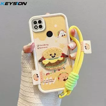 KEYSION Мультяшный милый плюшевый чехол с вышивкой для Redmi 10A 9A 9C со шнурком, противоударный силиконовый чехол для телефона Xiaomi Redmi 9C 10A 9A for Redmi 10A