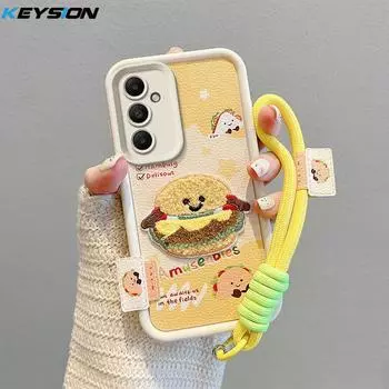 KEYSION Мультяшный Милый Плюшевый Вышитый Чехол для Samsung A17 5G со Шнурком Силиконовый Противоударный Чехол для Телефона для Galaxy A17 for Samsung A17 5G
