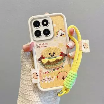 KEYSION Мультяшный Милый Плюшевый Вышитый Чехол для HONOR X6b X8c со Шнурком Силиконовый Ударопрочный Чехол для Телефона для Huawei Honor X8c X6b for Honor X6b