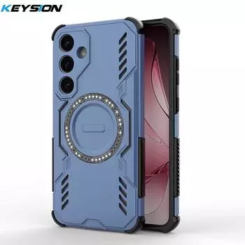 KEYSION Полый чехол для отвода тепла для Samsung S25 Ultra 5G S25+ Магнитный охлаждающий противоударный чехол для телефона для Galaxy S25 Edge for Galaxy S25 синий