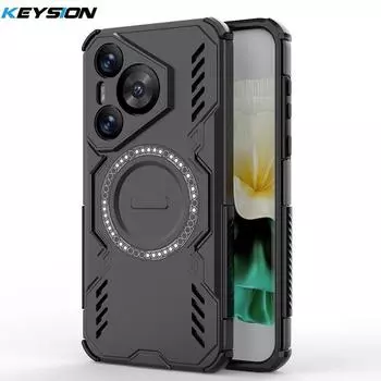 KEYSION Полый чехол для отвода тепла для Huawei Pura 70 Pro+ Магнитный охлаждающий противоударный чехол для телефона для Huawei Pura 70 Ultra for Huawei Pura 70 чёрный