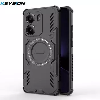 KEYSION Полый чехол для отвода тепла для Xiaomi POCO X7 Pro Силикон+ПК Магнитное охлаждение Противоударный чехол для телефона для Redmi Turbo4 for POCO X7 Pro чёрный